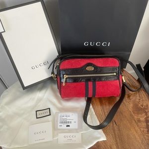 SOLD- NWT GUCCI Mini Red Ophidia Suede Cross Body Bag